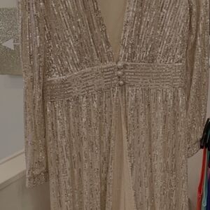 Banjul Cream Sequin Maxi Dress